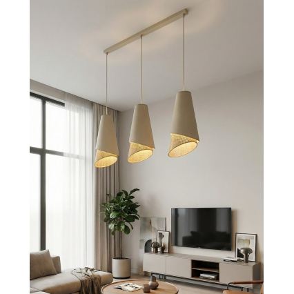 Lustre suspenso por cabo MODA 3xE27/15W/230V bege/rattan