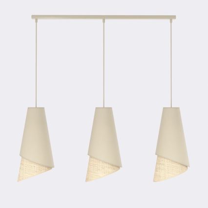 Lustre suspenso por cabo MODA 3xE27/15W/230V bege/rattan