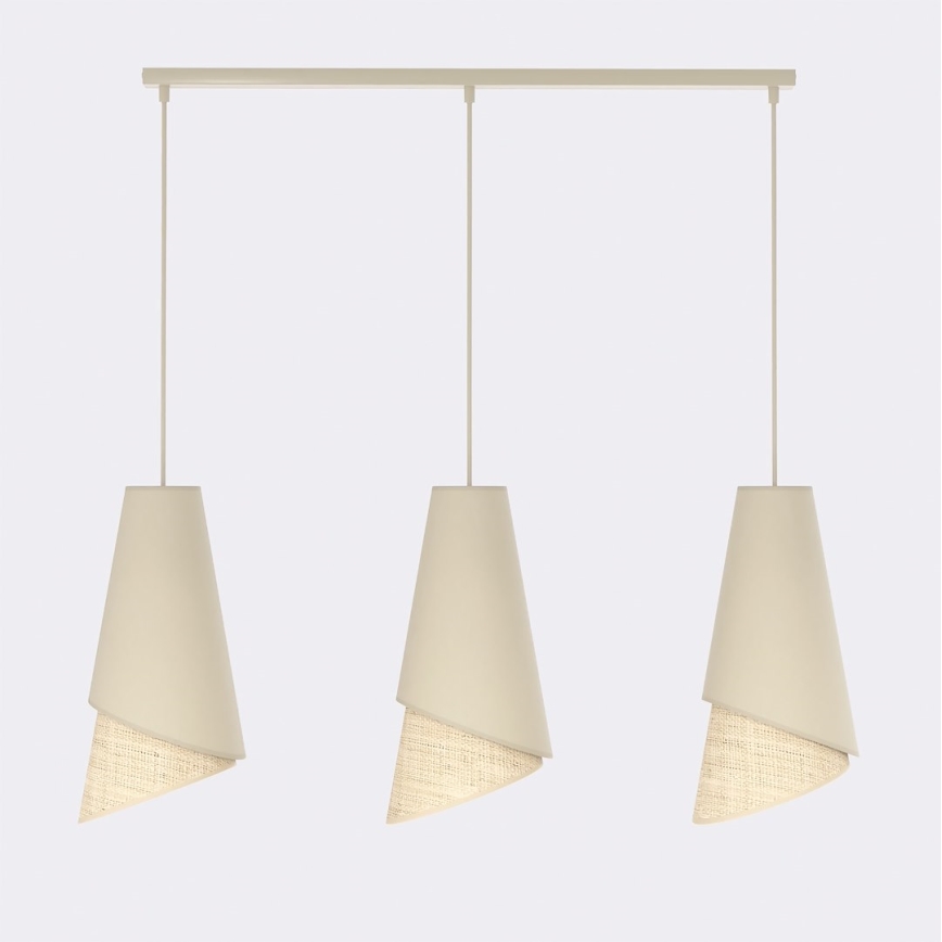 Lustre suspenso por cabo MODA 3xE27/15W/230V bege/rattan