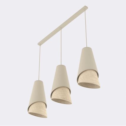 Lustre suspenso por cabo MODA 3xE27/15W/230V bege/rattan