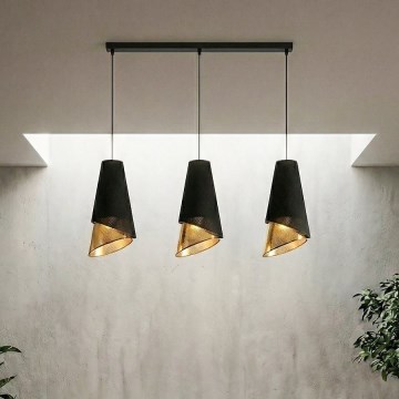 Lustre suspenso por cabo MODA 3xE27/15W/230V preto/dourado