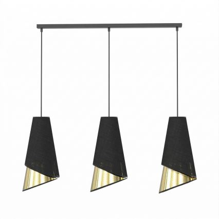 Lustre suspenso por cabo MODA 3xE27/15W/230V preto/dourado