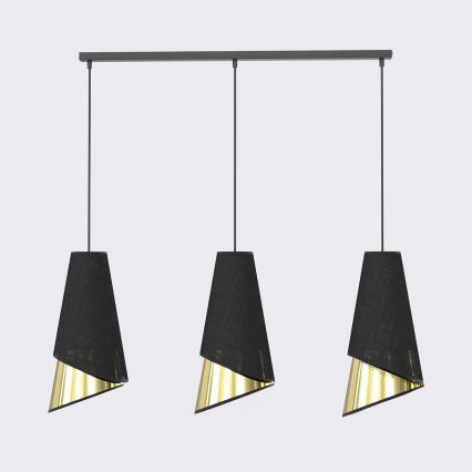 Lustre suspenso por cabo MODA 3xE27/15W/230V preto/dourado