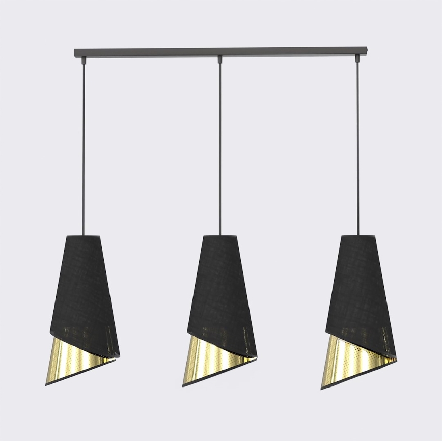 Lustre suspenso por cabo MODA 3xE27/15W/230V preto/dourado