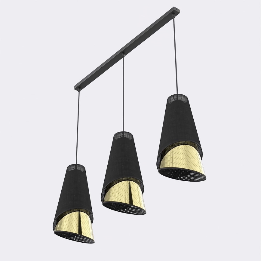 Lustre suspenso por cabo MODA 3xE27/15W/230V preto/dourado