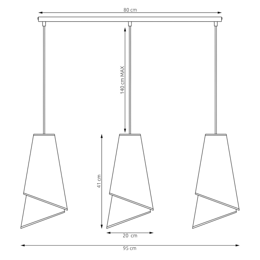 Lustre suspenso por cabo MODA 3xE27/15W/230V preto/dourado