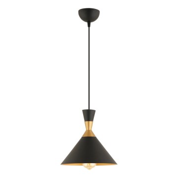 Lustre suspenso por cabo MONZA 1xE27/40W/230V Ø 25 cm preto/dourado