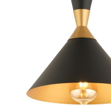 Lustre suspenso por cabo MONZA 1xE27/40W/230V Ø 25 cm preto/dourado