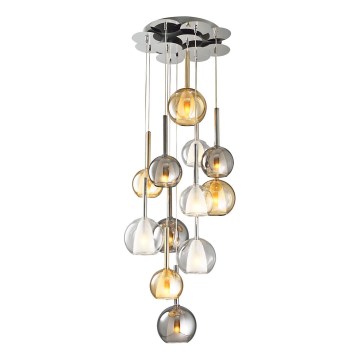 Lustre suspenso por cabo MUSCAT 12xE14/40W/230V fumê/dourado/transparente