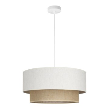 Lustre suspenso por cabo NATIA 1xE27/60W/230V Ø 45 cm branco/castanho