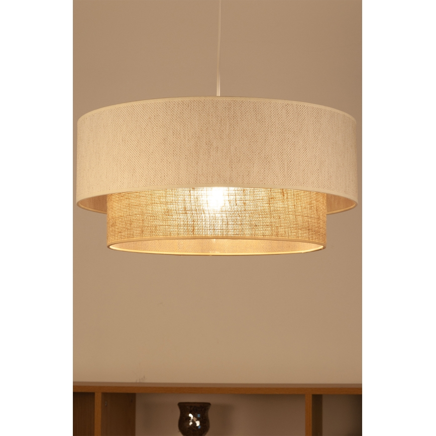 Lustre suspenso por cabo NATIA 1xE27/60W/230V Ø 45 cm branco/castanho