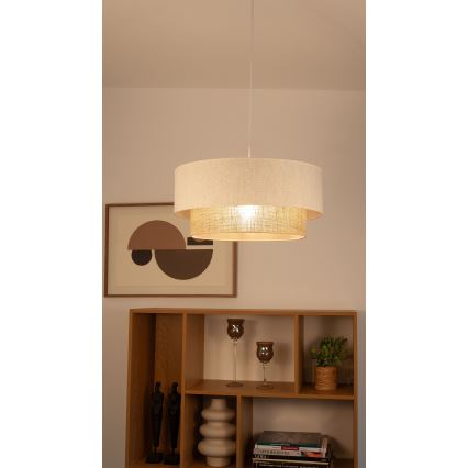 Lustre suspenso por cabo NATIA 1xE27/60W/230V Ø 45 cm branco/castanho