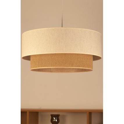 Lustre suspenso por cabo NATIA 1xE27/60W/230V Ø 45 cm branco/castanho