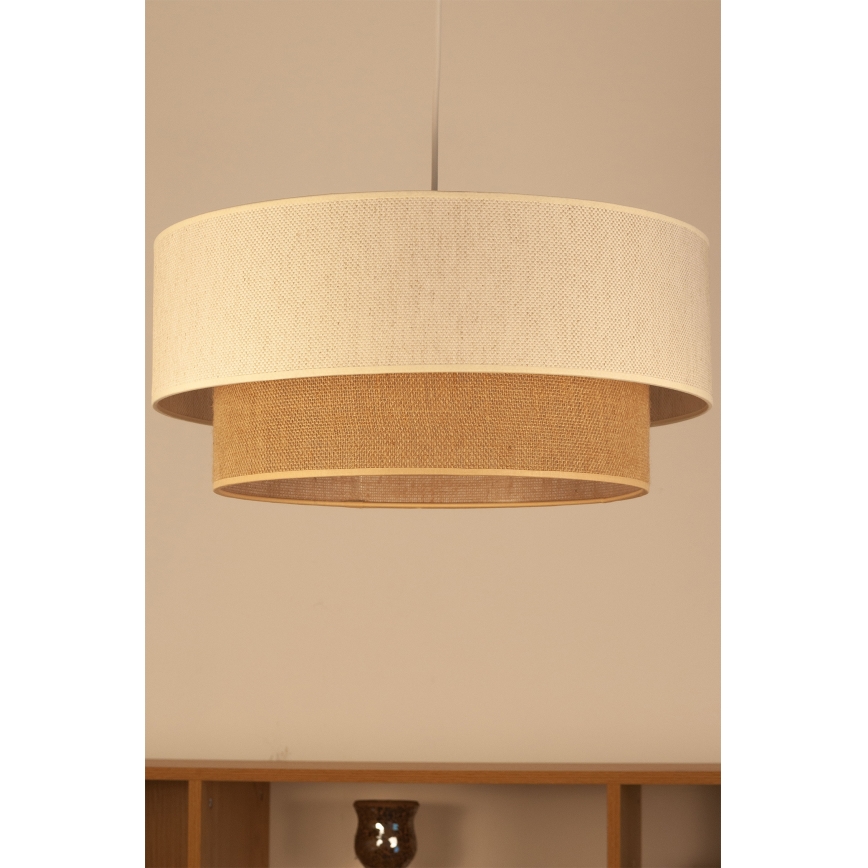Lustre suspenso por cabo NATIA 1xE27/60W/230V Ø 45 cm branco/castanho