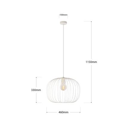 Lustre suspenso por cabo OVELLA, 1x E27/15W/230V, Ø 46 cm, creme