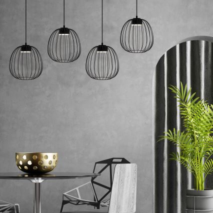 Lustre suspenso por cabo OVELLA 1xGX53/10W/230V Ø 25 cm preto