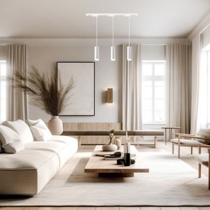 Lustre suspenso por cabo para sistema de trilho PIPE 3xGU10/10W/230V, branco