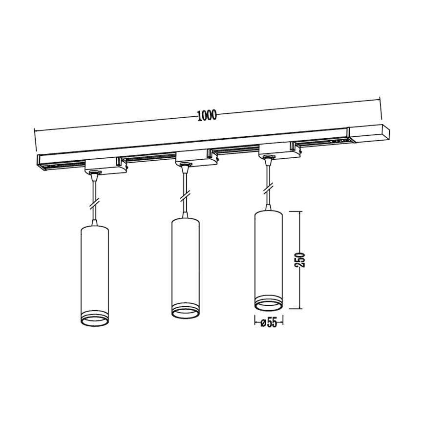 Lustre suspenso por cabo para sistema de trilho PIPE 3xGU10/10W/230V, branco