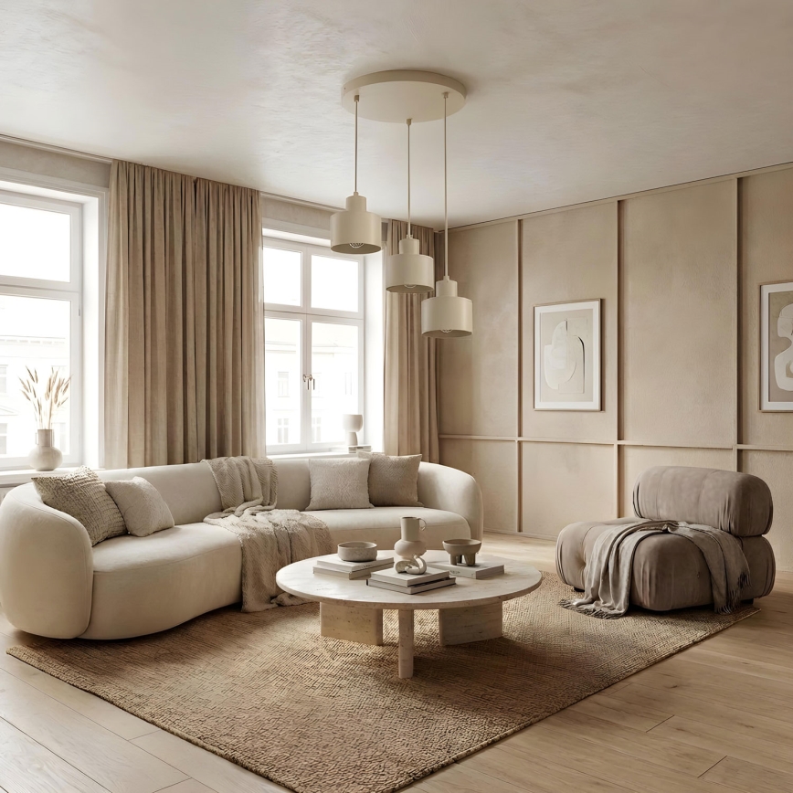 Lustre suspenso por cabo PARKLA 3xE27/15W/230V bege