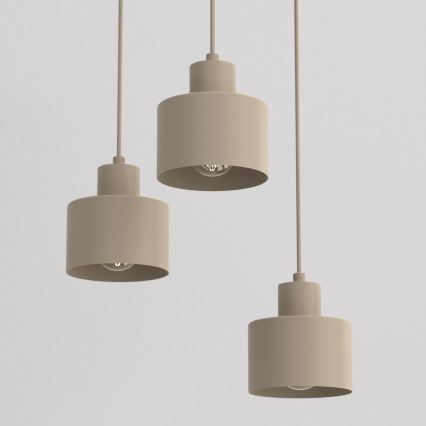 Lustre suspenso por cabo PARKLA 3xE27/15W/230V bege