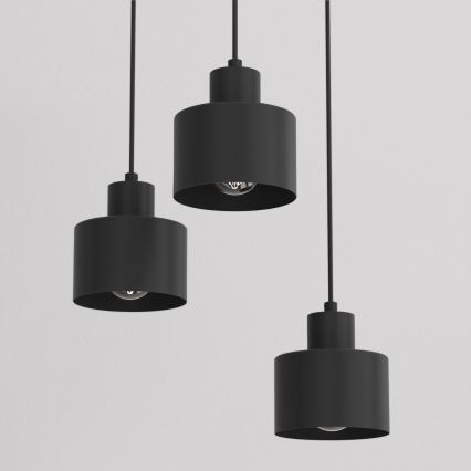 Lustre suspenso por cabo PARKLA 3xE27/15W/230V, preto