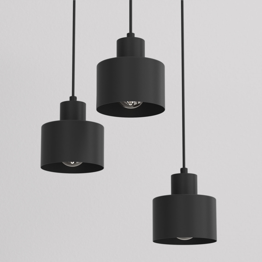 Lustre suspenso por cabo PARKLA 3xE27/15W/230V, preto