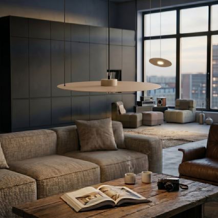 Lustre suspenso por cabo PIATTO 1xGX53/15W/230V, diâmetro 55 cm, bege