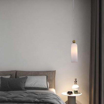 Lustre suspenso por cabo PIEGA 1xE14/40W/230V latão/branco