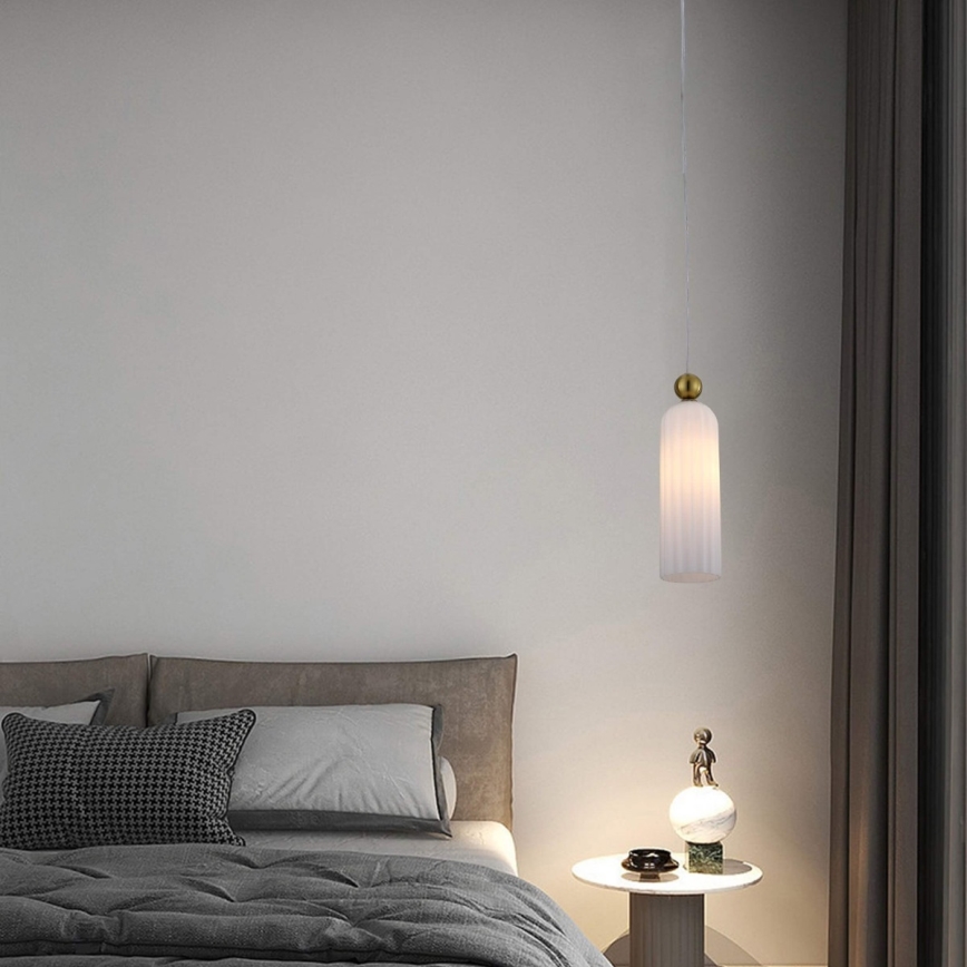 Lustre suspenso por cabo PIEGA 1xE14/40W/230V latão/branco