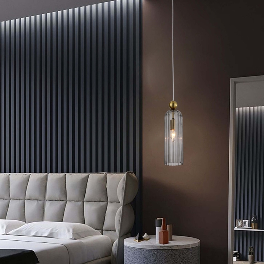 Lustre suspenso por cabo PIEGA 1xE14/40W/230V latão/preto fumê