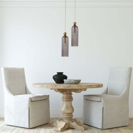 Lustre suspenso por cabo PIEGA 1xE14/40W/230V latão/preto fumê