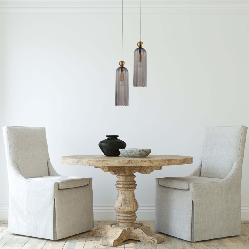 Lustre suspenso por cabo PIEGA 1xE14/40W/230V latão/preto fumê