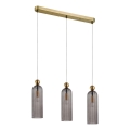 Lustre suspenso por cabo PIEGA 3xE14/40W/230V latão/preto fumado