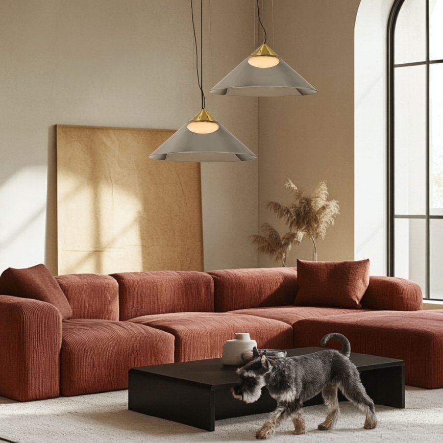 Lustre suspenso por cabo PRESTO 1xGX53/10W/230V, diâmetro 42 cm, dourado/cinzento fumado