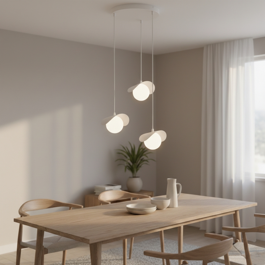Lustre suspenso por cabo RITUAL 3xG9/8W/230V branco