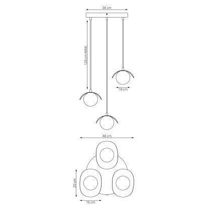 Lustre suspenso por cabo RITUAL 3xG9/8W/230V preto