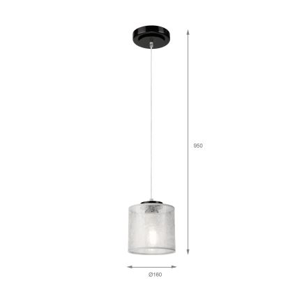 Lustre suspenso por cabo ROSA 1xE27/60W/230V preto/cinza