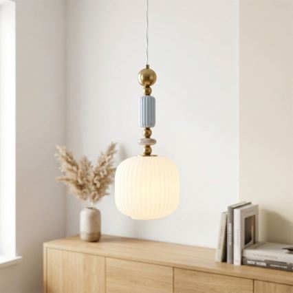 Lustre suspenso por cabo ROYAL 1xE27/15W/230V dourado/branco