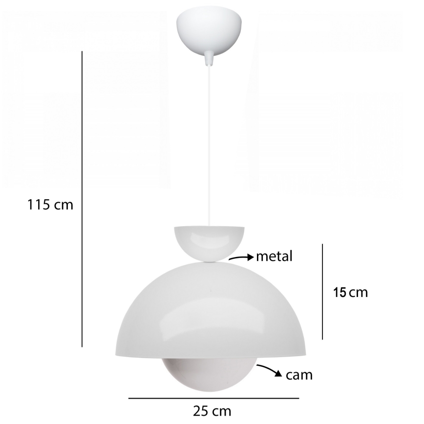 Lustre suspenso por cabo SALVA 1xE27/15W/230V branco