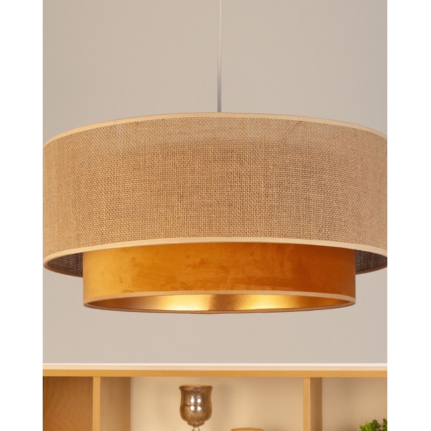 Lustre suspenso por cabo SARTA 1xE27/60W/230V, diâmetro 45 cm, cobre/juta