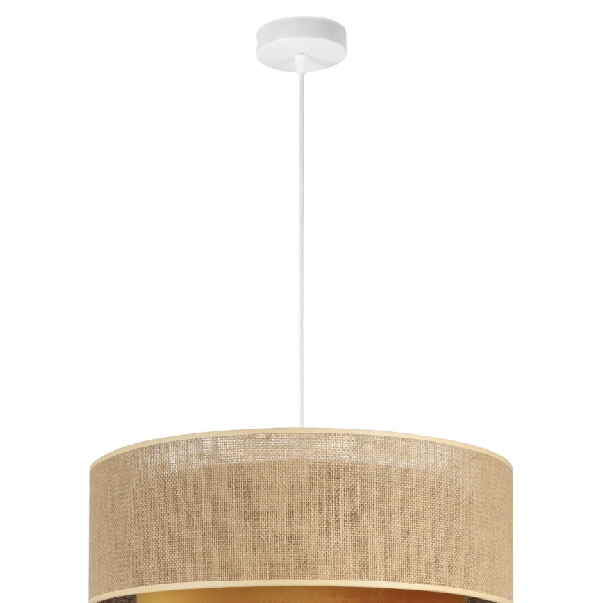 Lustre suspenso por cabo SARTA 1xE27/60W/230V, diâmetro 45 cm, cobre/juta