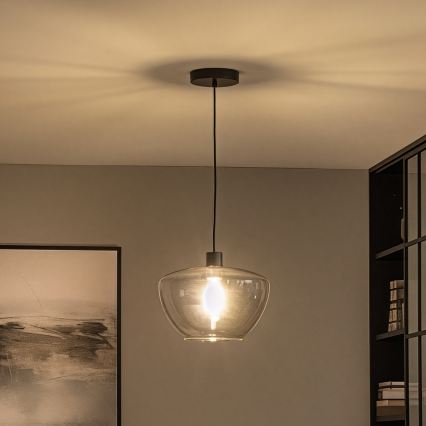 Lustre suspenso por cabo SEVENTIES E27/40W/230V fumê/cinzento
