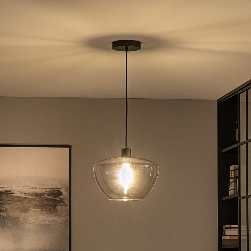 Lustre suspenso por cabo SEVENTIES E27/40W/230V fumê/cinzento