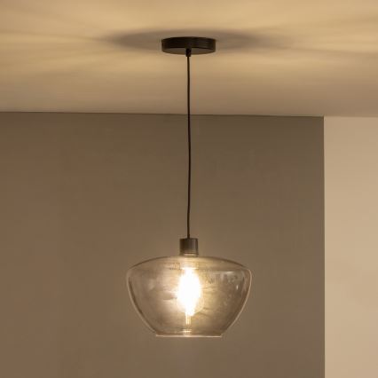 Lustre suspenso por cabo SEVENTIES E27/40W/230V fumê/cinzento