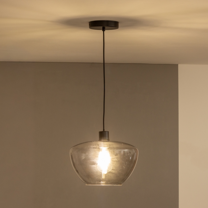 Lustre suspenso por cabo SEVENTIES E27/40W/230V fumê/cinzento