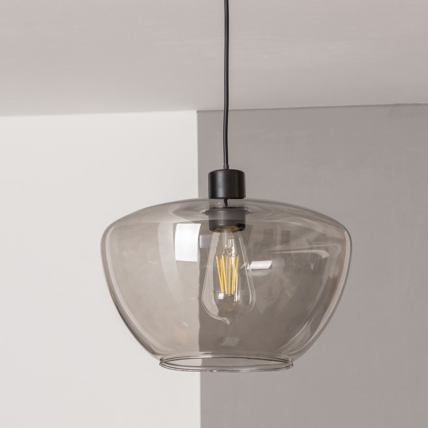 Lustre suspenso por cabo SEVENTIES E27/40W/230V fumê/cinzento