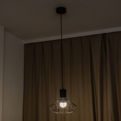 Lustre suspenso por cabo SOLANO 1xE27/15W/230V preto/cromado brilhante