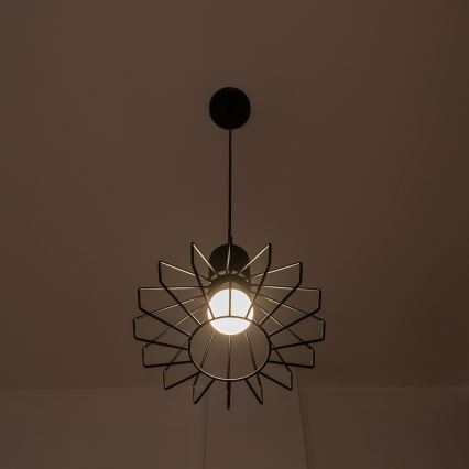 Lustre suspenso por cabo SOLANO 1xE27/15W/230V preto/cromado brilhante