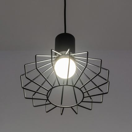 Lustre suspenso por cabo SOLANO 1xE27/15W/230V preto/cromado brilhante