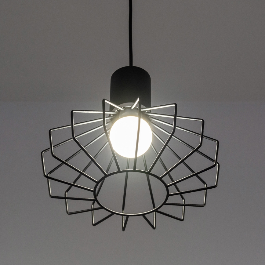 Lustre suspenso por cabo SOLANO 1xE27/15W/230V preto/cromado brilhante